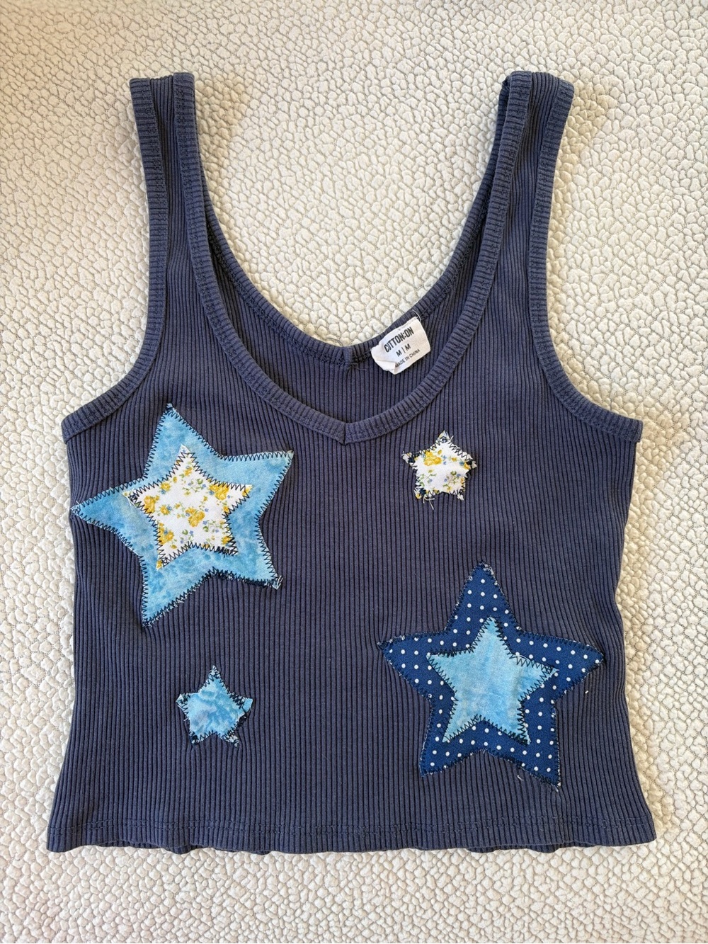 Cotton On Upcycled Blue Cropped Tank Top